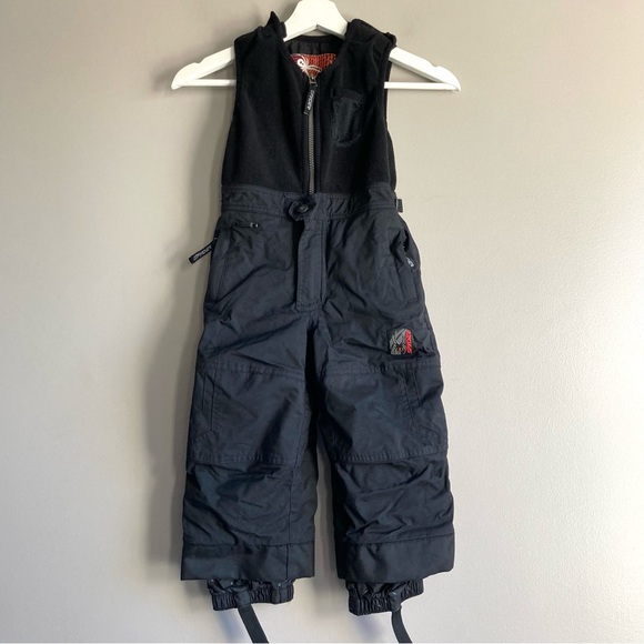 Spyder snow black bibs kids 3 fleece ski pants winter extend cuff small to tall - Picture 1 of 11